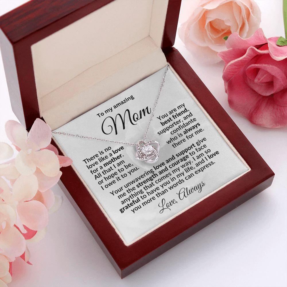 To my Amazing Mom - You are my Best Friend - Love Knot Pendant Necklace with Heartfelt Message