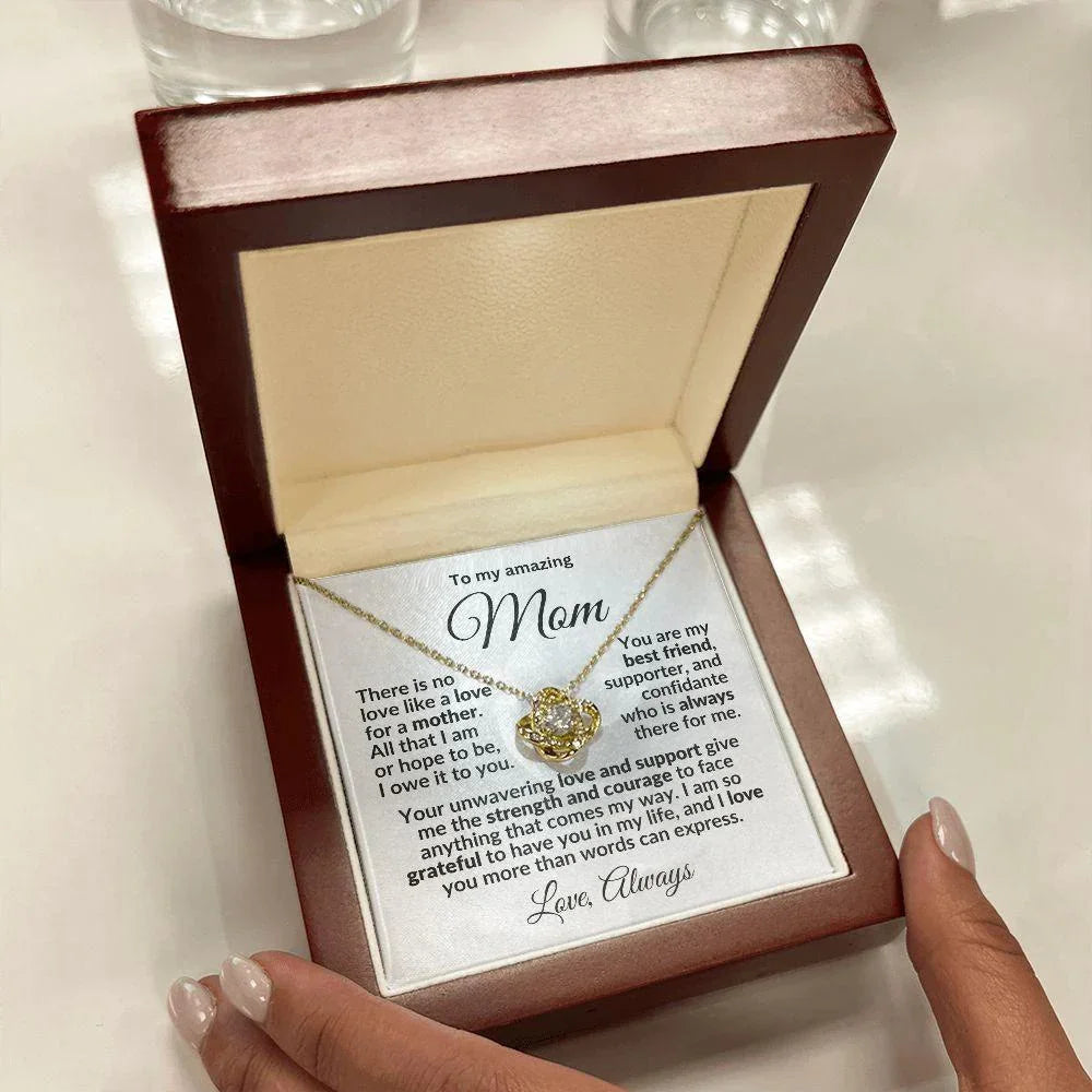 To my Amazing Mom - You are my Best Friend - Love Knot Pendant Necklace with Heartfelt Message