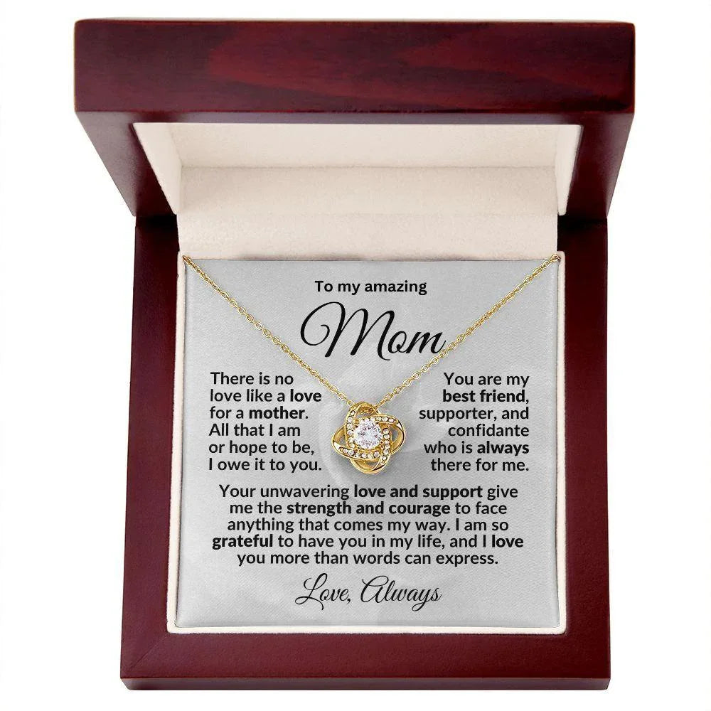 To my Amazing Mom - You are my Best Friend - Love Knot Pendant Necklace with Heartfelt Message