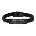 To My Bonus Daughter Gifts, Never give up no matter what, Inspirational Bonus Daughter Braided Leather Bracelet, Encouragement Birthday Christmas Unique Gifts For Bonus Daughter