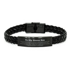 To My Bonus Son Gifts, Never give up no matter what, Inspirational Bonus Son Braided Leather Bracelet, Encouragement Birthday Christmas Unique Gifts For Bonus Son