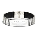 To My Bonus Son Gifts, Never give up no matter what, Inspirational Bonus Son Stainless Steel Bracelet, Encouragement Birthday Christmas Unique Gifts For Bonus Son