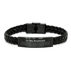 To My Boyfriend Gifts, Never give up no matter what, Inspirational Boyfriend Braided Leather Bracelet, Encouragement Birthday Christmas Unique Gifts For Boyfriend