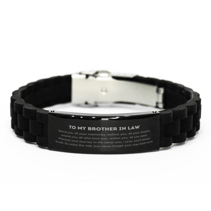 To My Brother In Law Gifts, Inspirational Brother In Law Black Glidelock Clasp Bracelet, Sentimental Birthday Christmas Unique Gifts For Brother In Law Behind you, all your memories, before you, all your dreams, around you, all who love you, within you, a - Mallard Moon Gift Shop