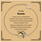 To My Cousin Gifts, Never give up no matter what, Inspirational Cousin Sunflower Bracelet, Encouragement Birthday Christmas Unique Gifts For Cousin
