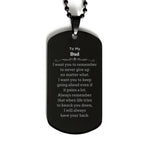 To My Dad Gifts, Never give up no matter what, Inspirational Dad Black Dog Tag, Encouragement Birthday Christmas Unique Gifts For Dad
