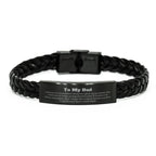 To My Dad Gifts, Never give up no matter what, Inspirational Dad Braided Leather Bracelet, Encouragement Birthday Christmas Unique Gifts For Dad