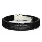 To My Daughter Gifts, Never give up no matter what, Inspirational Daughter Black Glidelock Clasp Bracelet, Encouragement Birthday Christmas Unique Gifts For Daughter