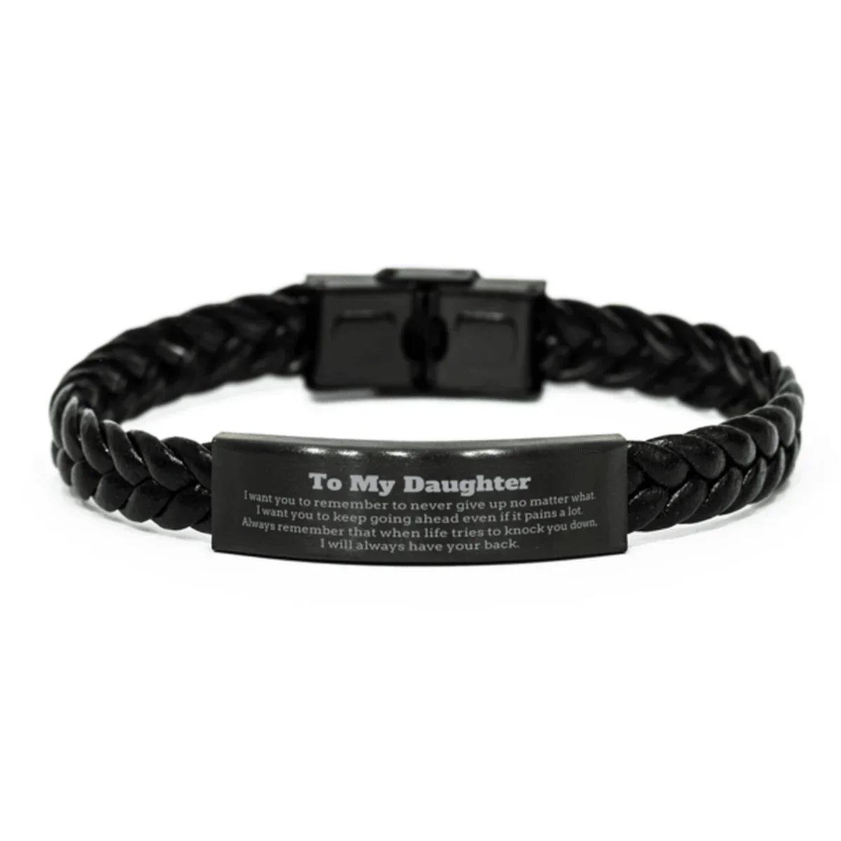 To My Daughter Gifts, Never give up no matter what, Inspirational Daughter Braided Leather Bracelet, Encouragement Birthday Christmas Unique Gifts For Daughter