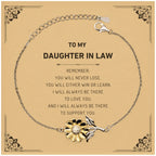 To My Daughter In Law Remember, you will never lose. You will either WIN or LEARN, Keepsake Sunflower Bracelet Birthday Christmas Graduation Gifts I