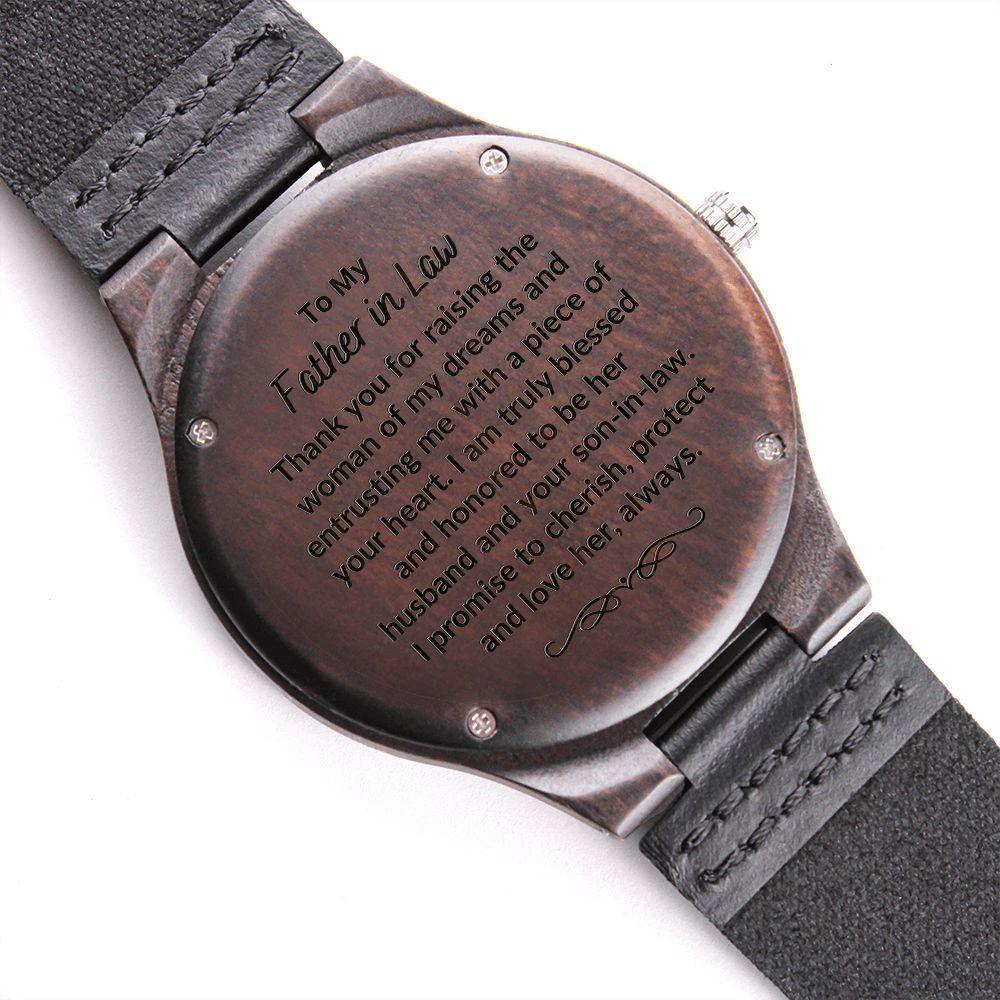 To My Father in Law Engraved Wooden Wristwatch