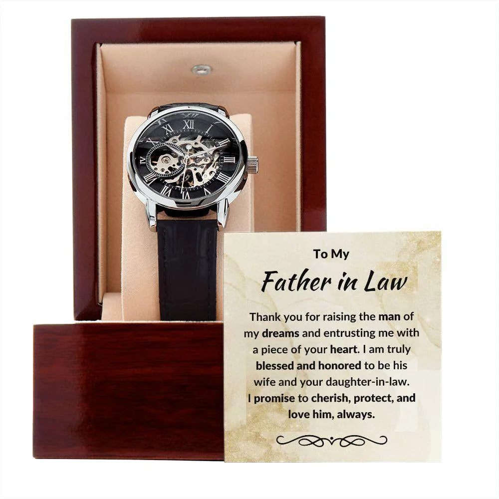 To My Father in Law from Daughter in Law - Openwork Watch
