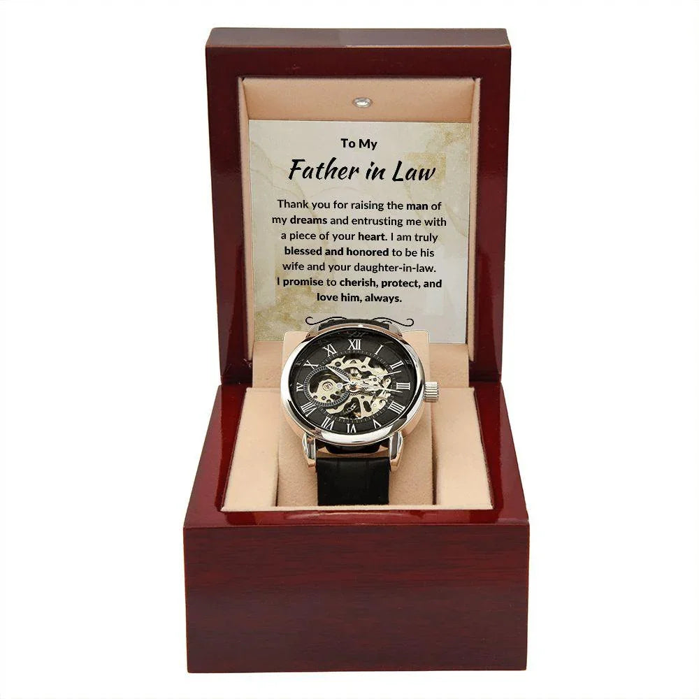 To My Father in Law from Daughter in Law - Openwork Watch