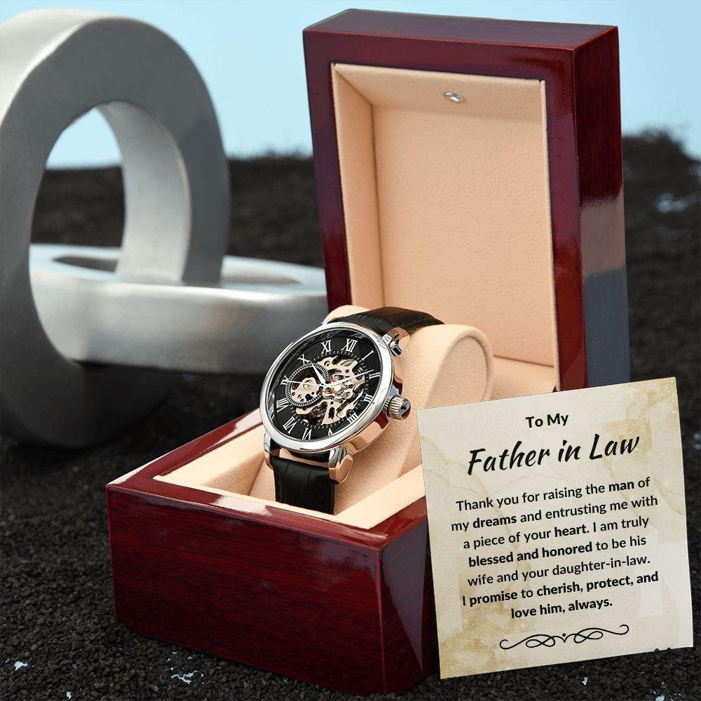 To My Father in Law from Daughter in Law - Openwork Watch