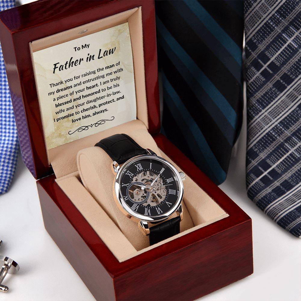 To My Father in Law from Daughter in Law - Openwork Watch