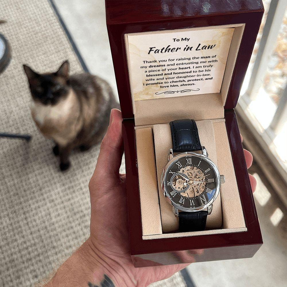 To My Father in Law from Daughter in Law - Openwork Watch