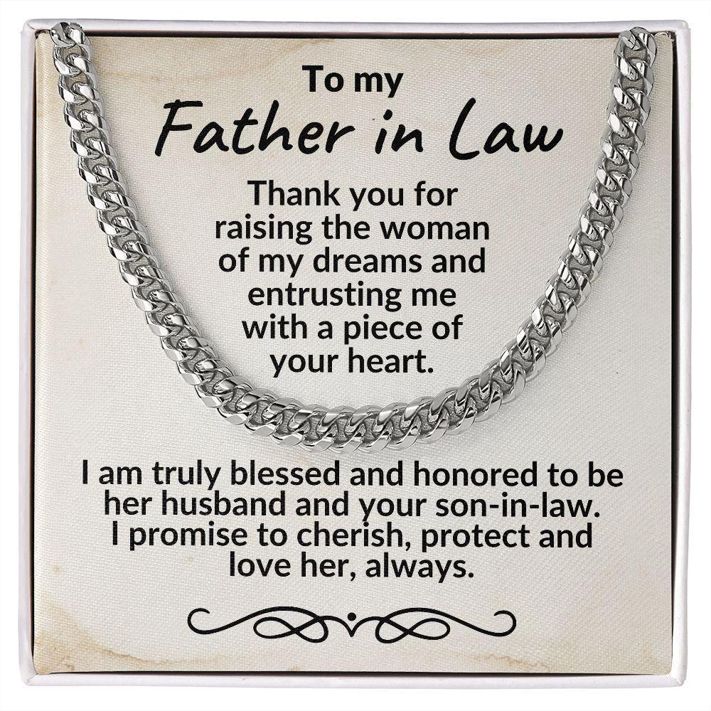 To My Father in Law Gift from Son in Law Cuban Chain Link Necklace