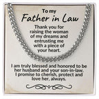 To My Father in Law Gift from Son in Law Cuban Chain Link Necklace