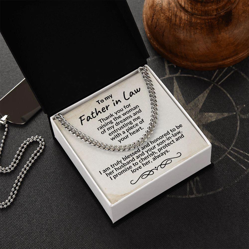 To My Father in Law Gift from Son in Law Cuban Chain Link Necklace