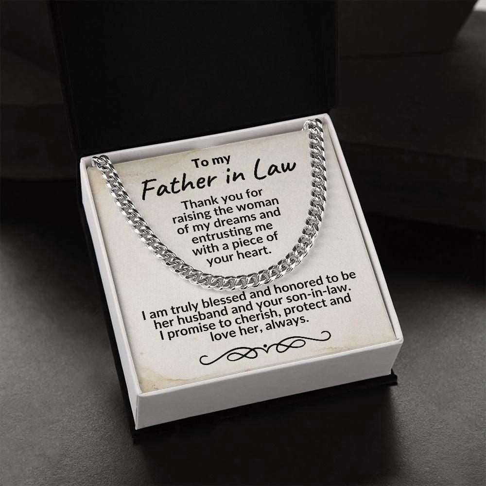 To My Father in Law Gift from Son in Law Cuban Chain Link Necklace