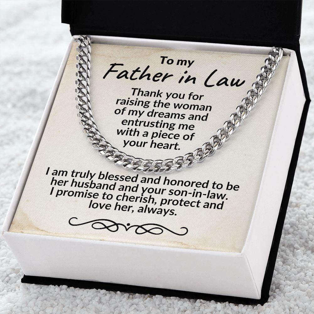 To My Father in Law Gift from Son in Law Cuban Chain Link Necklace