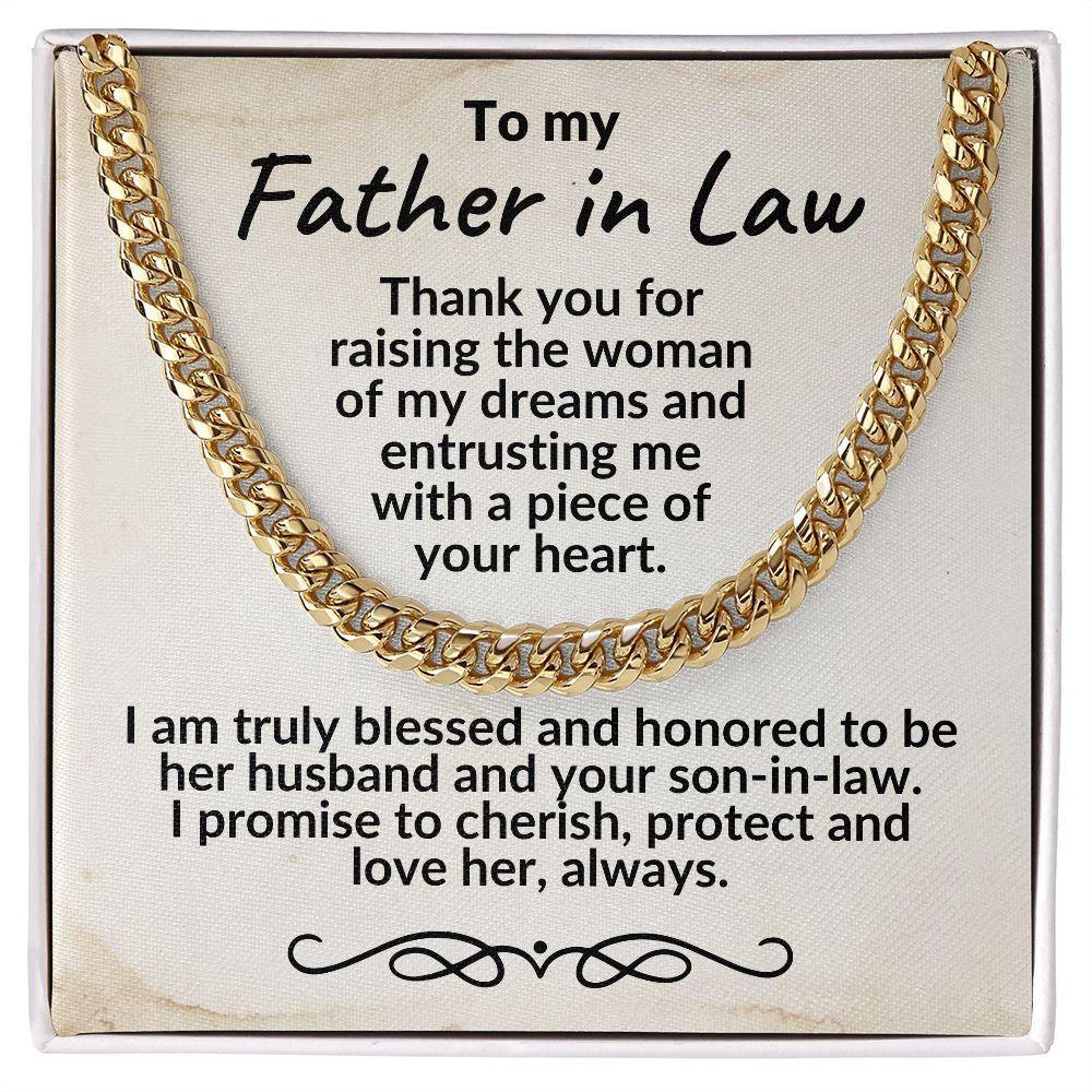To My Father in Law Gift from Son in Law Cuban Chain Link Necklace