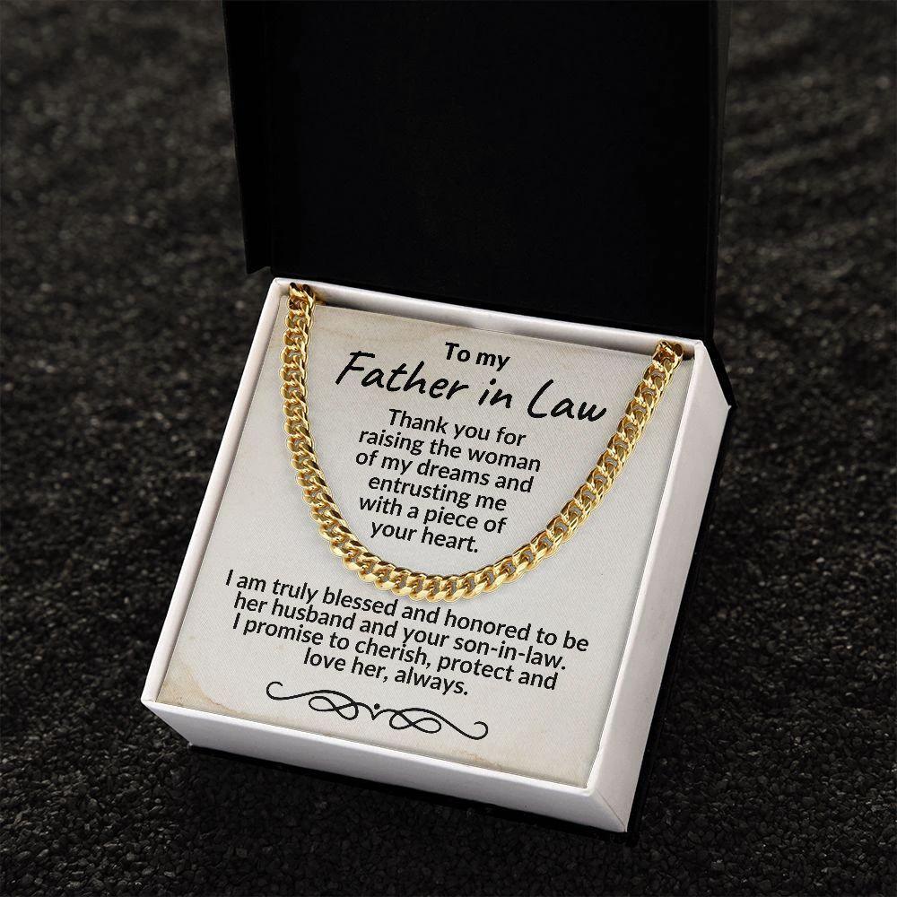 To My Father in Law Gift from Son in Law Cuban Chain Link Necklace