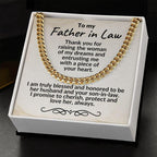 To My Father in Law Gift from Son in Law Cuban Chain Link Necklace