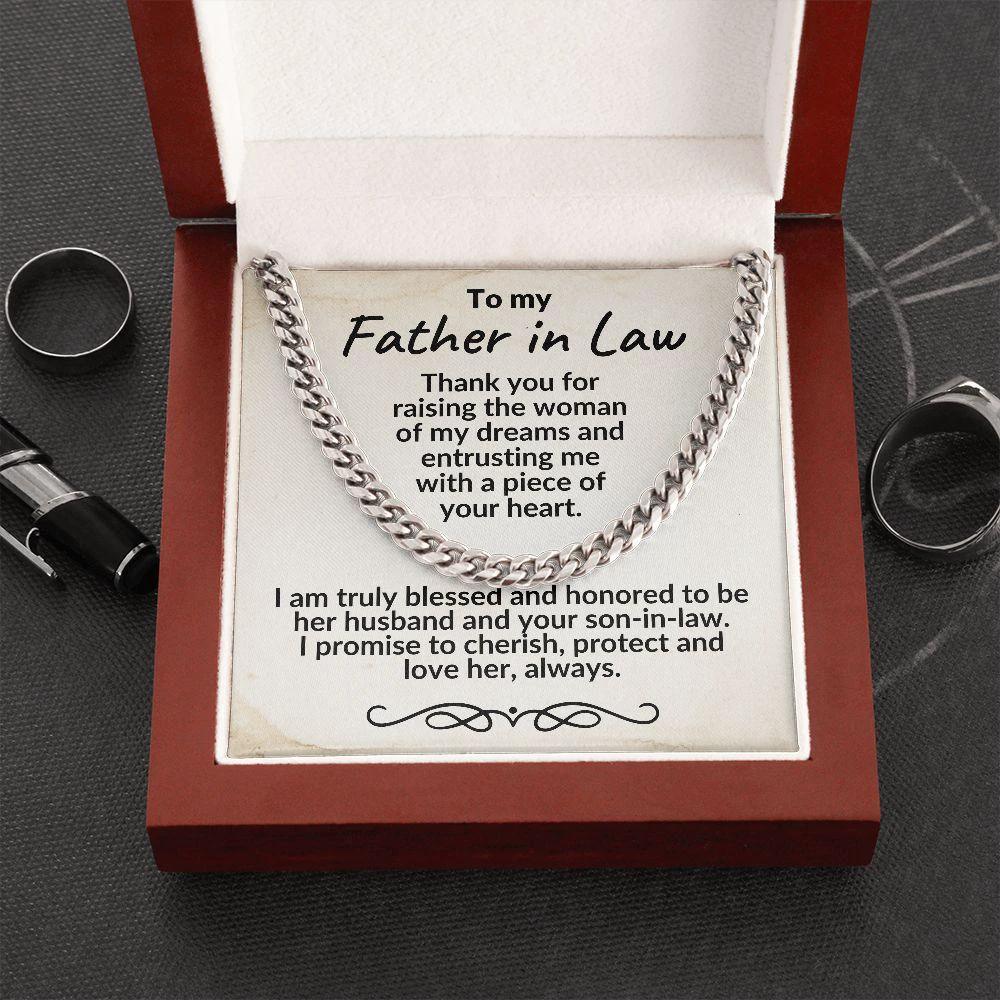 To My Father in Law Gift from Son in Law Cuban Chain Link Necklace