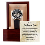 To My Father in Law Gift from Son in Law Openwork Watch