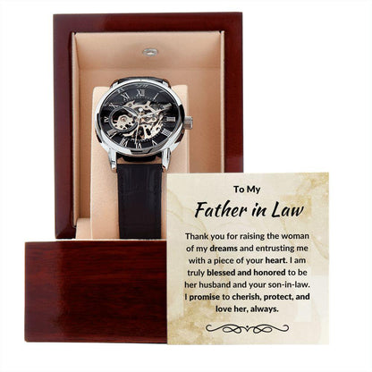 To My Father in Law Gift from Son in Law Openwork Watch - Mallard Moon Gift Shop
