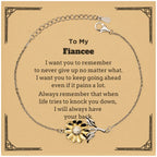 To My Fiancee Gifts, Never give up no matter what, Inspirational Fiancee Sunflower Bracelet, Encouragement Birthday Christmas Unique Gifts For Fiancee
