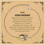 To My Girlfriend Gifts, Inspirational Girlfriend Sunflower Bracelet, Sentimental Birthday Christmas Unique Gifts For Girlfriend Behind you, all your memories, before you, all your dreams, around you, all who love you, within you, all you need