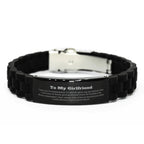 To My Girlfriend Gifts, Never give up no matter what, Inspirational Girlfriend Black Glidelock Clasp Bracelet, Encouragement Birthday Christmas Unique Gifts For Girlfriend