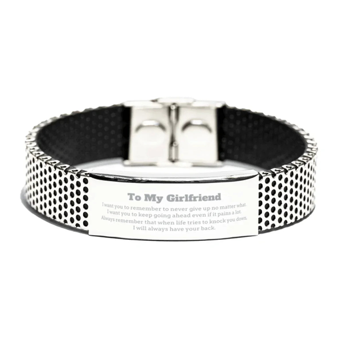 To My Girlfriend Gifts, Never give up no matter what, Inspirational Girlfriend Stainless Steel Bracelet, Encouragement Birthday Christmas Unique Gifts For Girlfriend