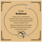 To My Girlfriend Gifts, Never give up no matter what, Inspirational Girlfriend Sunflower Bracelet, Encouragement Birthday Christmas Unique Gifts For Girlfriend