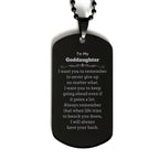 To My Goddaughter Gifts, Never give up no matter what, Inspirational Goddaughter Black Dog Tag, Encouragement Birthday Christmas Unique Gifts For Goddaughter