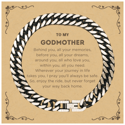 To My Godmother Gifts, Inspirational Godmother Cuban Link Chain Bracelet, Sentimental Birthday Christmas Unique Gifts For Godmother Behind you, all your memories, before you, all your dreams, around you, all who love you, within you, all you need - Mallard Moon Gift Shop