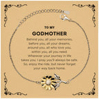 To My Godmother Gifts, Inspirational Godmother Sunflower Bracelet, Sentimental Birthday Christmas Unique Gifts For Godmother Behind you, all your memories, before you, all your dreams, around you, all who love you, within you, all you need