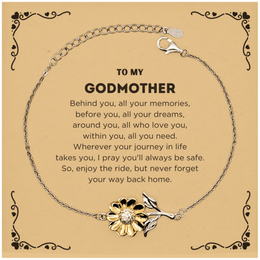 To My Godmother Gifts, Inspirational Godmother Sunflower Bracelet, Sentimental Birthday Christmas Unique Gifts For Godmother Behind you, all your memories, before you, all your dreams, around you, all who love you, within you, all you need - Mallard Moon Gift Shop