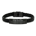 To My Godmother Gifts, Never give up no matter what, Inspirational Godmother Braided Leather Bracelet, Encouragement Birthday Christmas Unique Gifts For Godmother