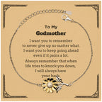 To My Godmother Gifts, Never give up no matter what, Inspirational Godmother Sunflower Bracelet, Encouragement Birthday Christmas Unique Gifts For Godmother