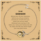 To My Godson Gifts, Inspirational Godson Sunflower Bracelet, Sentimental Birthday Christmas Unique Gifts For Godson Behind you, all your memories, before you, all your dreams, around you, all who love you, within you, all you need