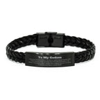 To My Godson Gifts, Never give up no matter what, Inspirational Godson Braided Leather Bracelet, Encouragement Birthday Christmas Unique Gifts For Godson