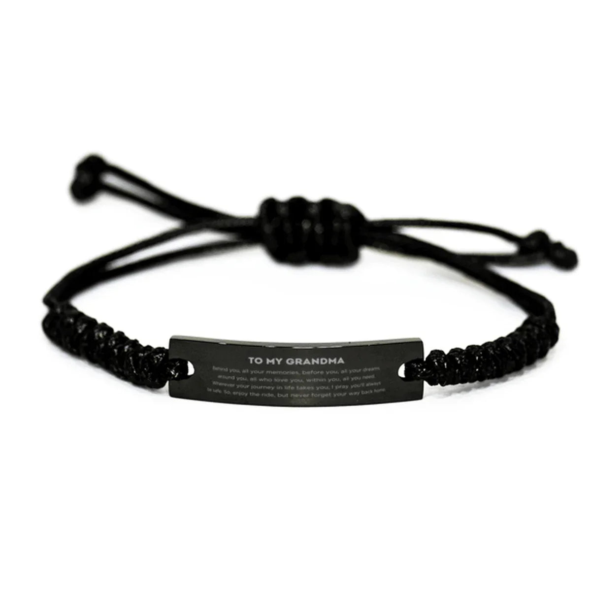 To My Grandma Gifts, Inspirational Grandma Black Rope Bracelet, Sentimental Birthday Christmas Unique Gifts For Grandma Behind you, all your memories, before you, all your dreams, around you, all who love you, within you, all you need