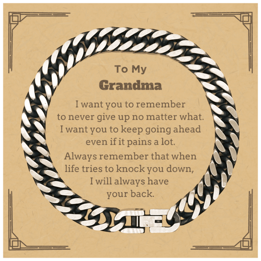 To My Grandma Gifts, Never give up no matter what, Inspirational Grandma Cuban Link Chain Bracelet, Encouragement Birthday Christmas Unique Gifts For Grandma - Mallard Moon Gift Shop