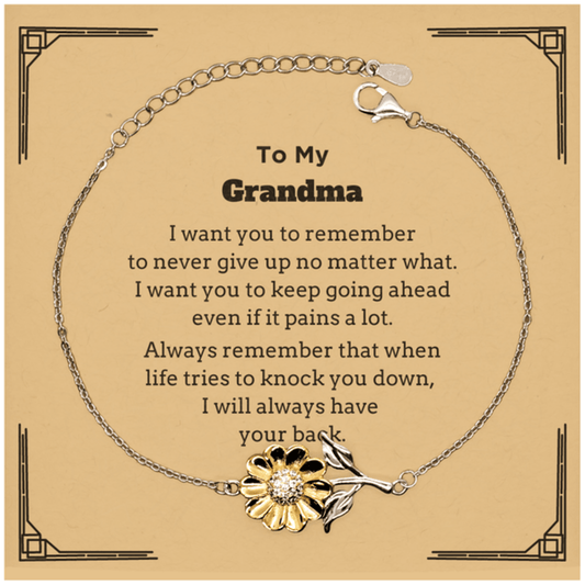 To My Grandma Gifts, Never give up no matter what, Inspirational Grandma Sunflower Bracelet, Encouragement Birthday Christmas Unique Gifts For Grandma - Mallard Moon Gift Shop