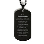 To My Grandmother Gifts, Never give up no matter what, Inspirational Grandmother Black Dog Tag, Encouragement Birthday Christmas Unique Gifts For Grandmother