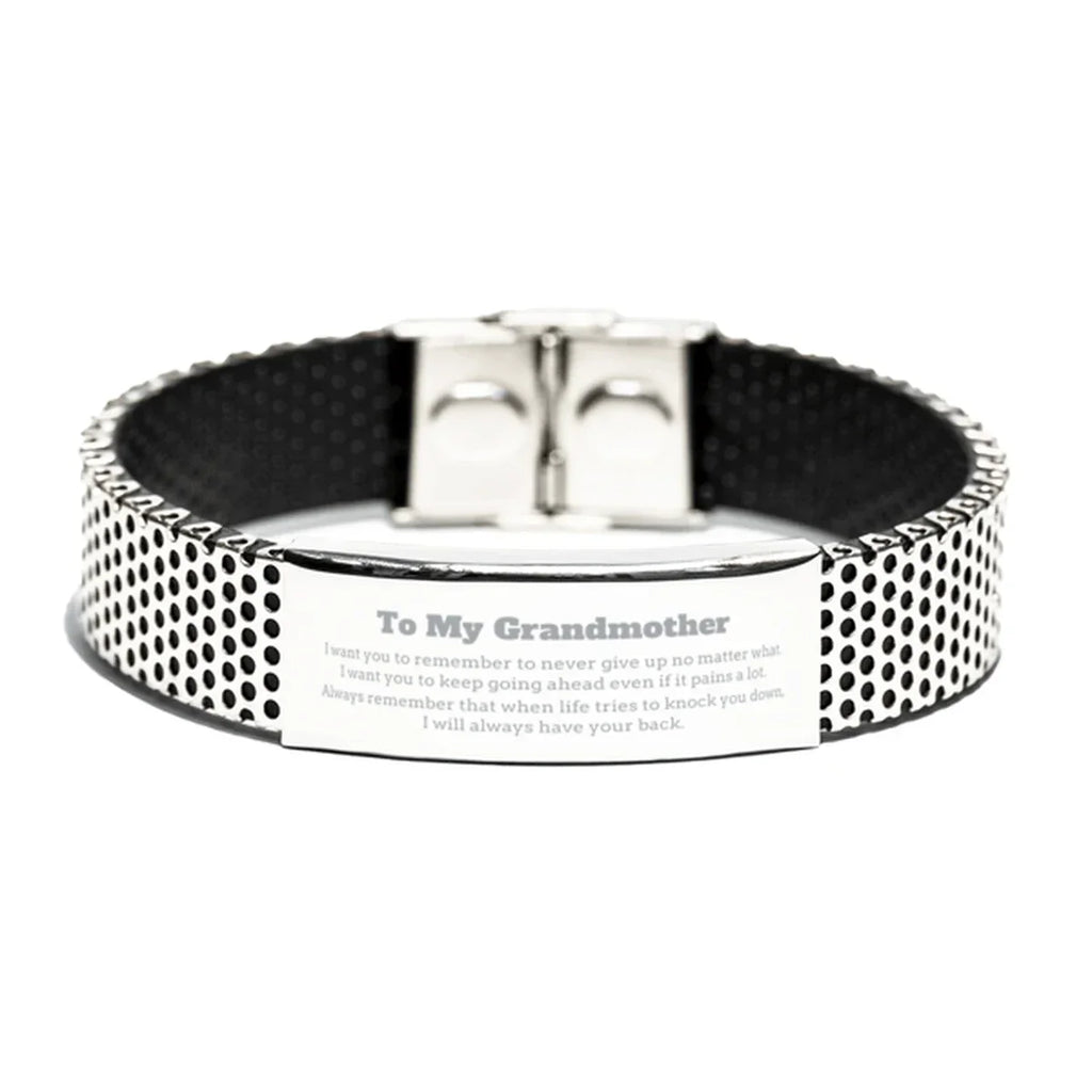 To My Grandmother Gifts, Never give up no matter what, Inspirational Grandmother Stainless Steel Bracelet, Encouragement Birthday Christmas Unique Gifts For Grandmother