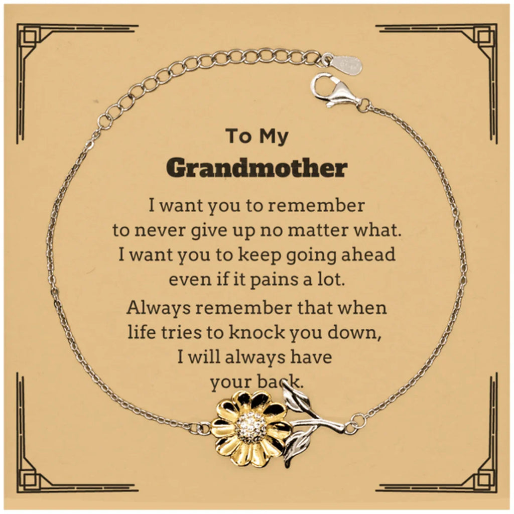 To My Grandmother Gifts, Never give up no matter what, Inspirational Grandmother Sunflower Bracelet, Encouragement Birthday Christmas Unique Gifts For Grandmother